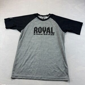 Royal Racing Heritage Jersey Mens M Gray Black Raglan Short Sleeve Performance